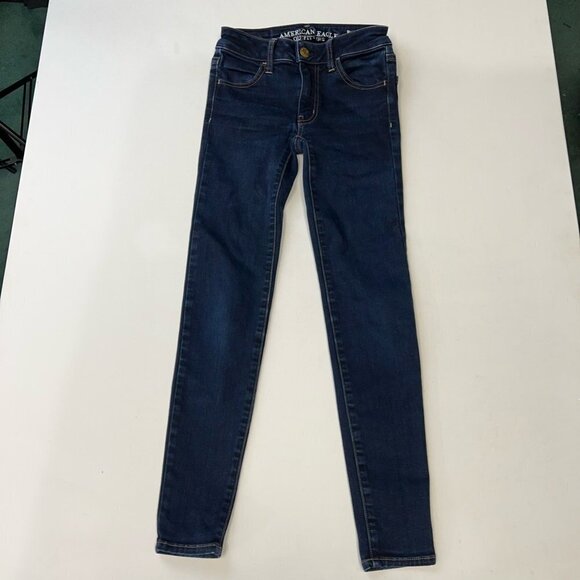 American Eagle Outfitters Womens Skinny Jeans Blue Super Stretch Denim 00 Short - Picture 1 of 11